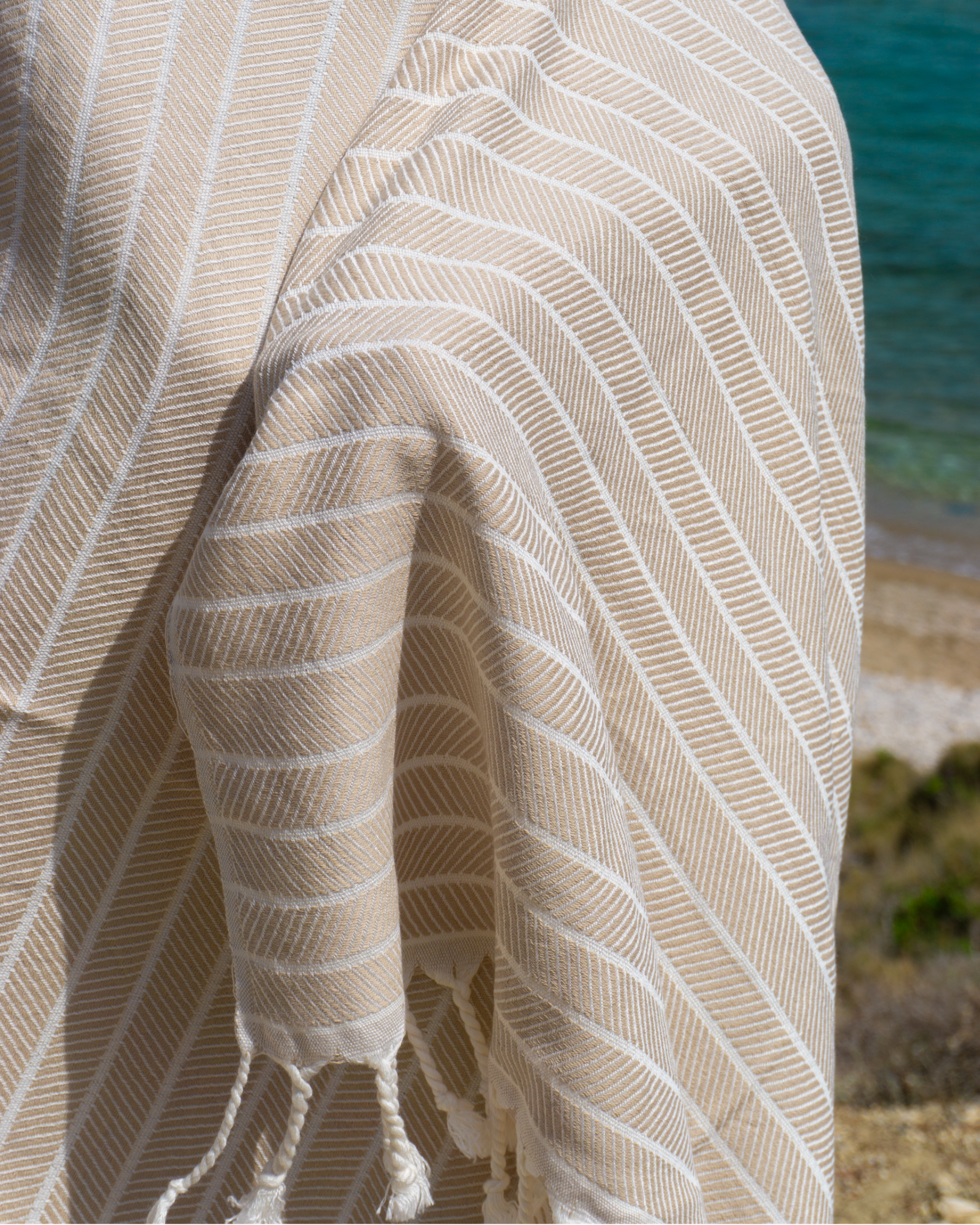 ILVA Turkish Hammam Towel, Spa & Sauna Towel / Made of Bamboo and Cotton - Beige